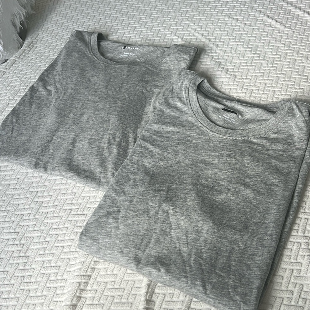 2 Everlane Slim Fit Crewneck Gray Short Sleeve Organic Cotton Tees, new